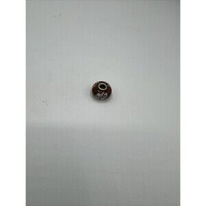 Trollbeads 925 Glass Brown & Gray  Floral Single Bead Charm